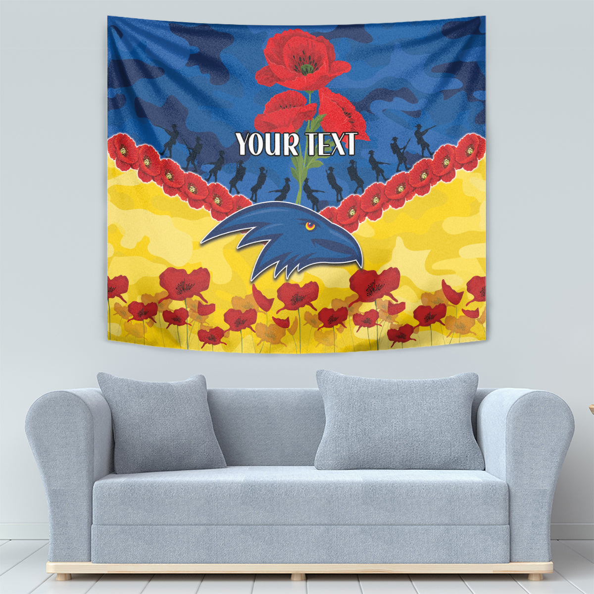 Custom Adelaide Crows Football Tapestry ANZAC Lest We Forget - Vibe Hoodie Shop