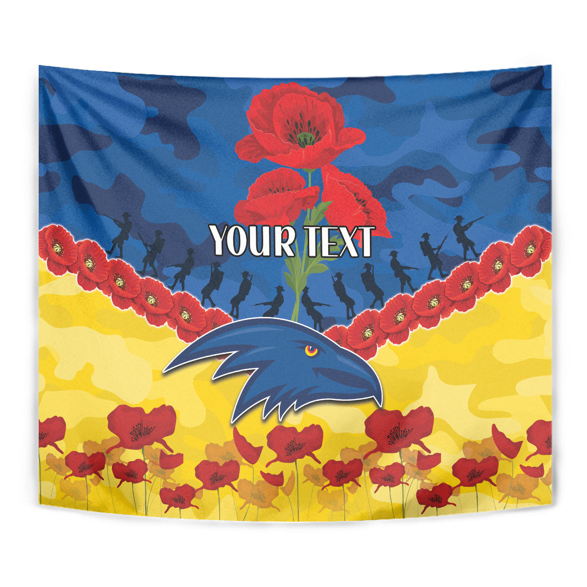 Custom Adelaide Crows Football Tapestry ANZAC Lest We Forget - Vibe Hoodie Shop