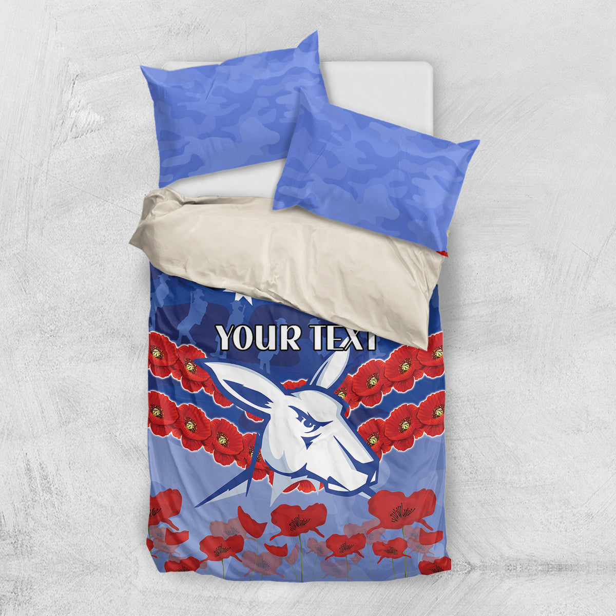 Custom Kangaroos Football Bedding Set ANZAC Lest We Forget - Vibe Hoodie Shop