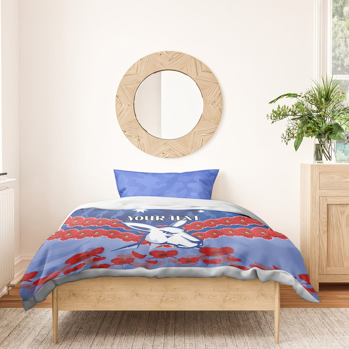 Custom Kangaroos Football Bedding Set ANZAC Lest We Forget - Vibe Hoodie Shop