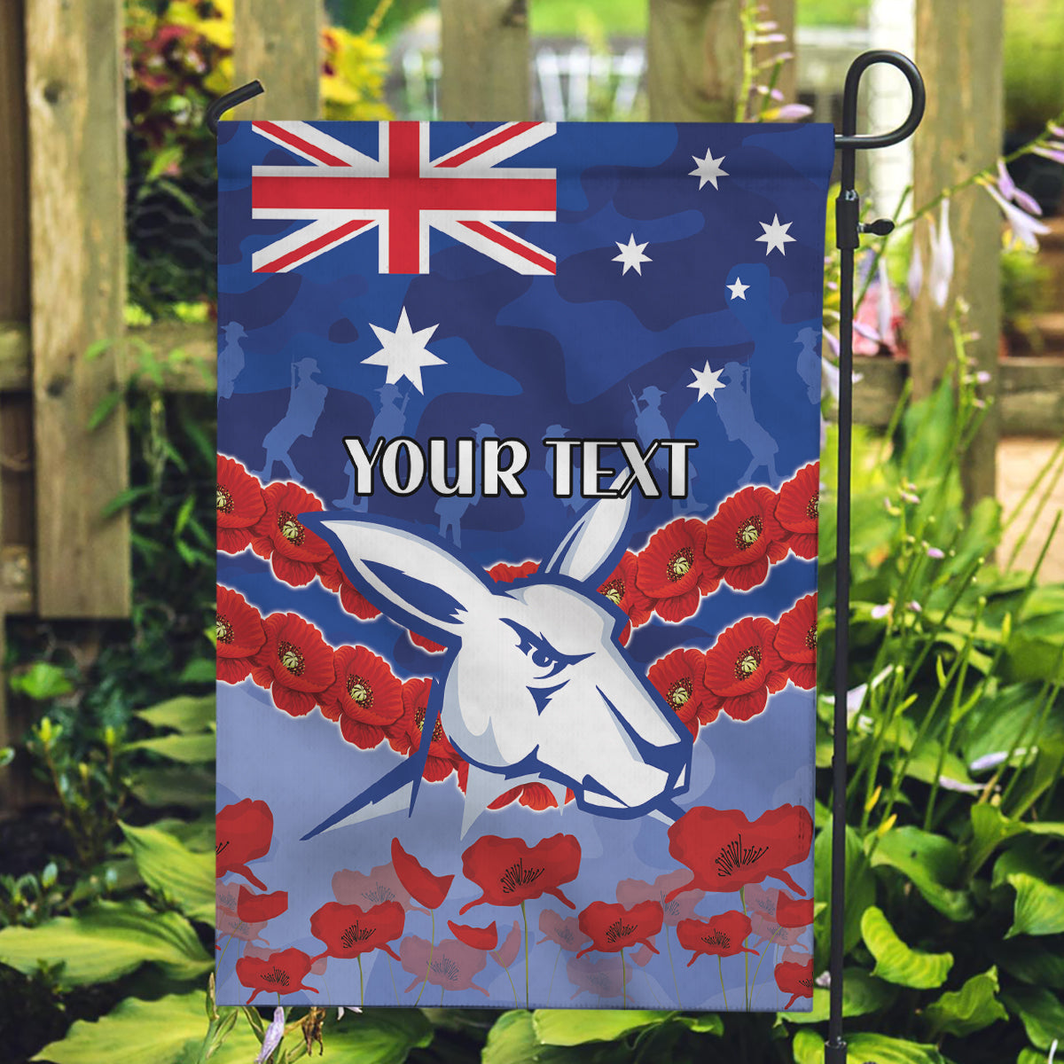 Custom Kangaroos Football Garden Flag ANZAC Lest We Forget - Vibe Hoodie Shop