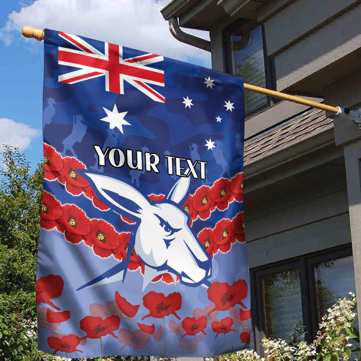 Custom Kangaroos Football Garden Flag ANZAC Lest We Forget - Vibe Hoodie Shop