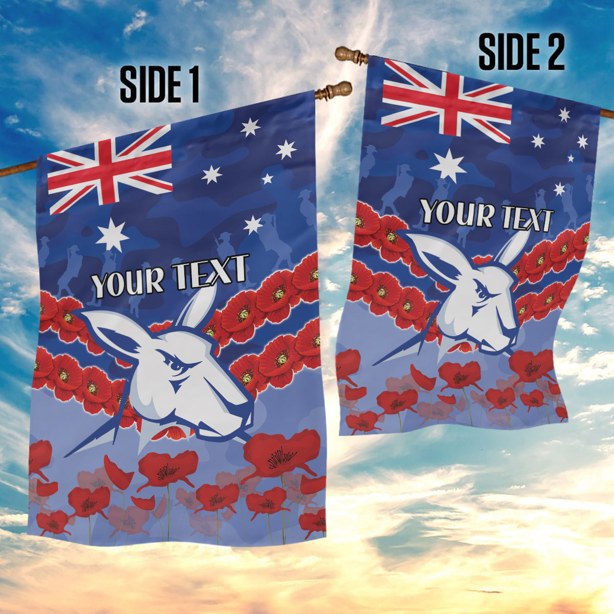 Custom Kangaroos Football Garden Flag ANZAC Lest We Forget - Vibe Hoodie Shop