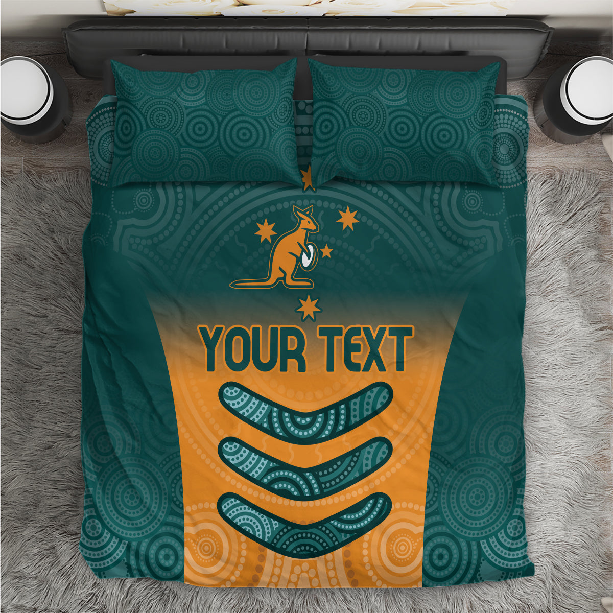 Custom Wallaroos Womens Rugby Bedding Set Aboriginal Dots Art - Vibe Hoodie Shop