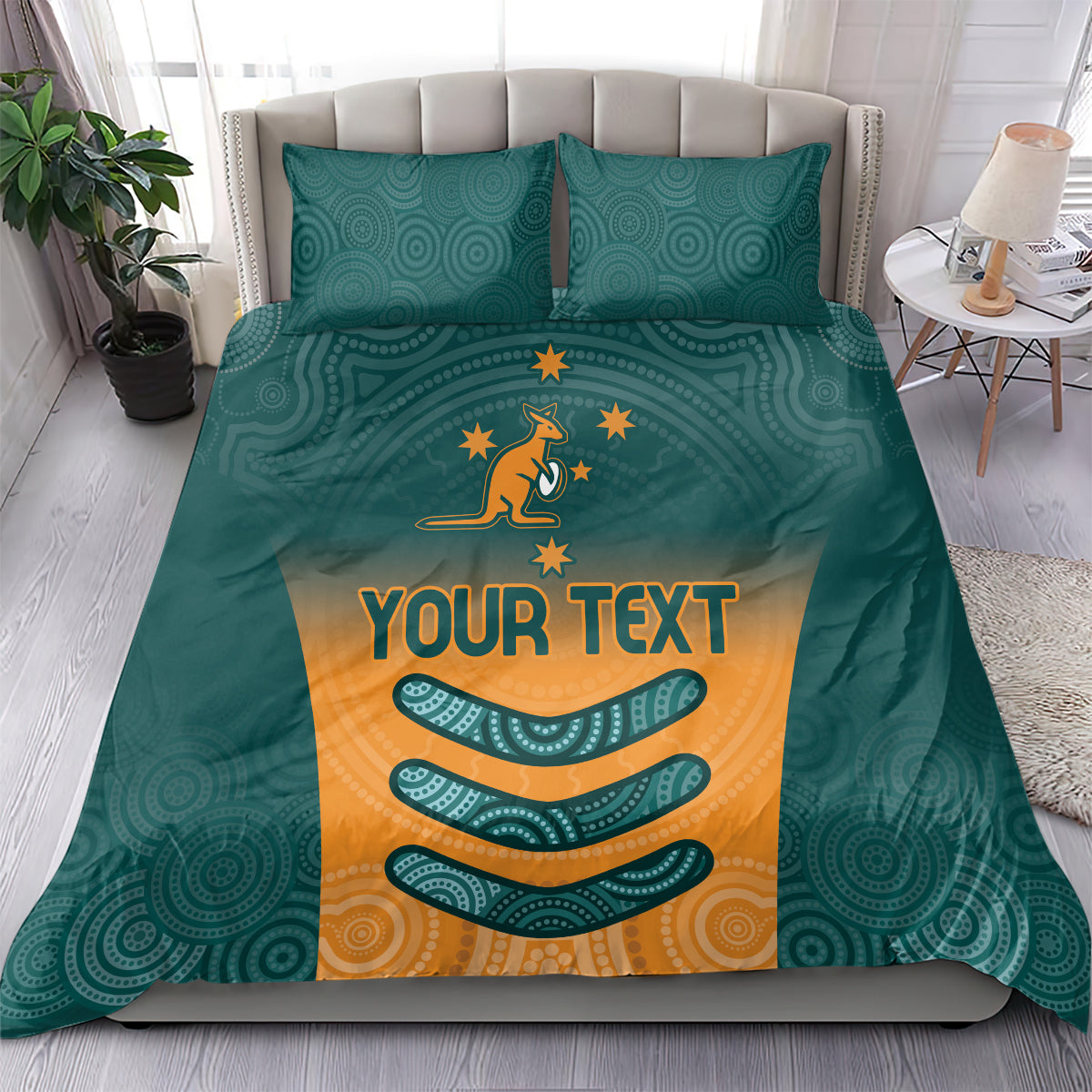Custom Wallaroos Womens Rugby Bedding Set Aboriginal Dots Art - Vibe Hoodie Shop