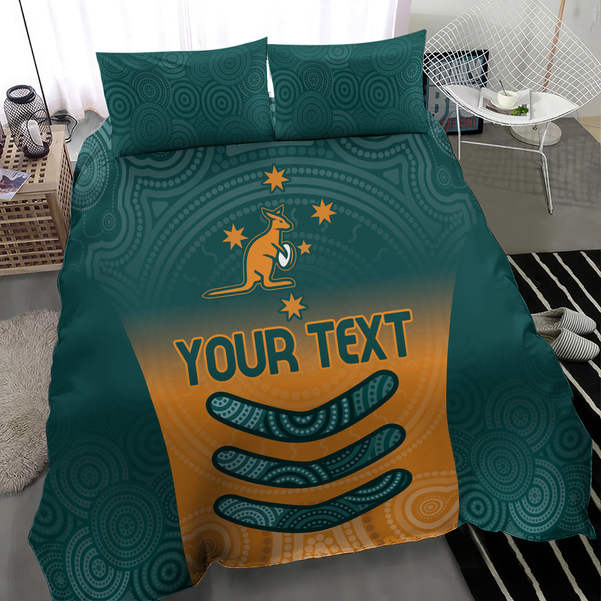 Custom Wallaroos Womens Rugby Bedding Set Aboriginal Dots Art - Vibe Hoodie Shop