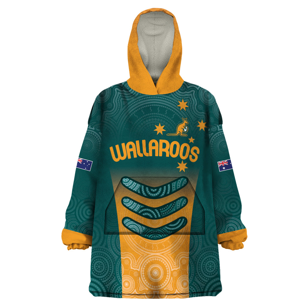 Custom Wallaroos Womens Rugby Wearable Blanket Hoodie Aboriginal Dots Art - Vibe Hoodie Shop