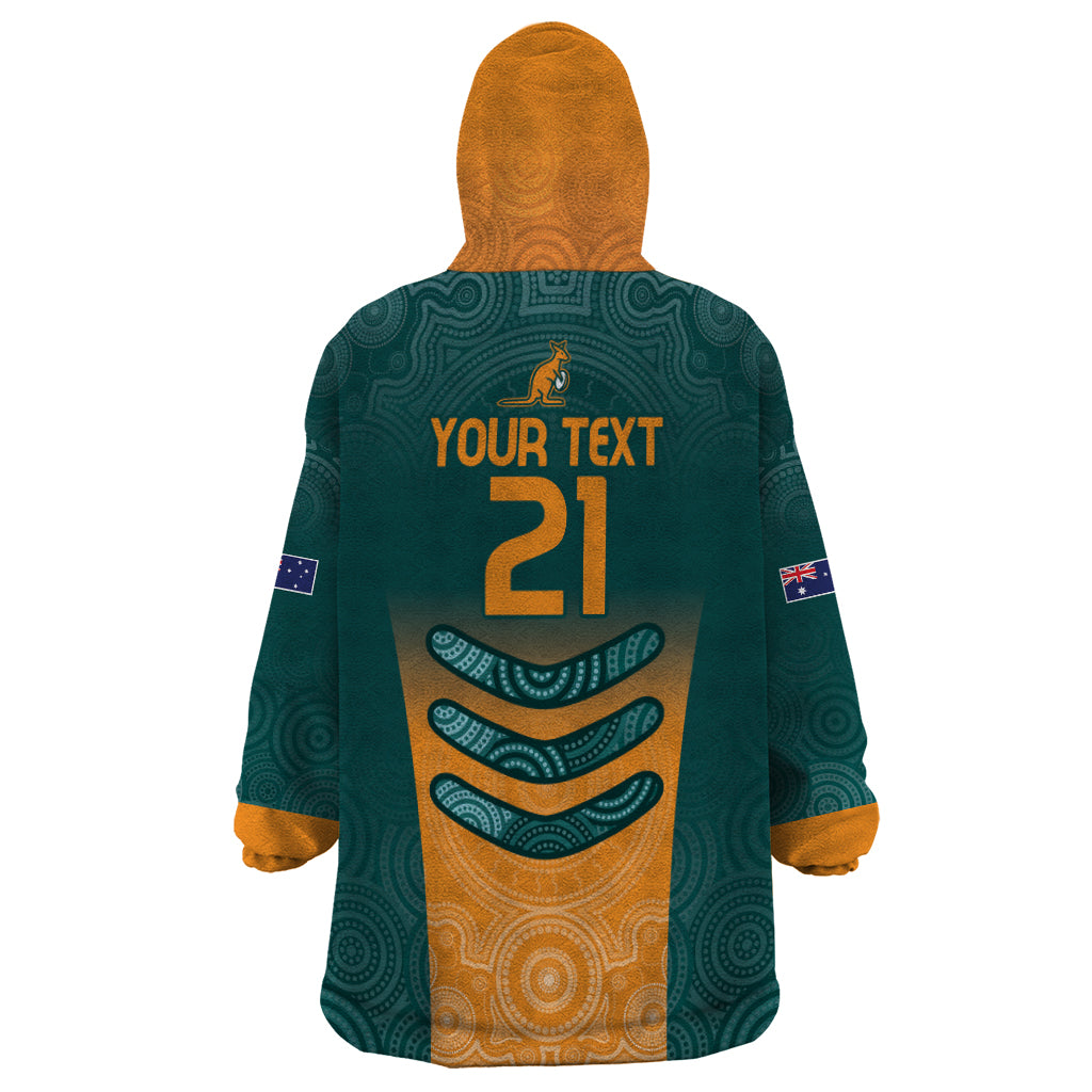 Custom Wallaroos Womens Rugby Wearable Blanket Hoodie Aboriginal Dots Art - Vibe Hoodie Shop