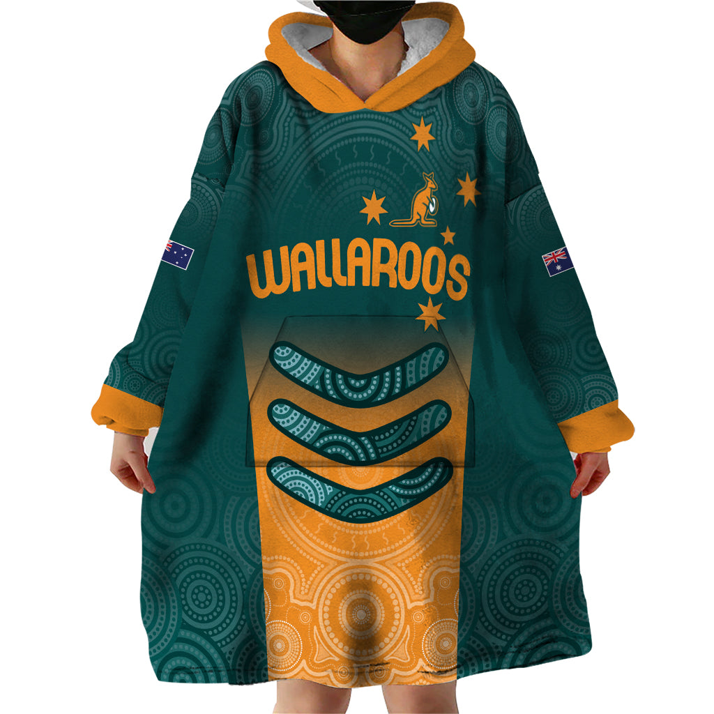 Custom Wallaroos Womens Rugby Wearable Blanket Hoodie Aboriginal Dots Art - Vibe Hoodie Shop