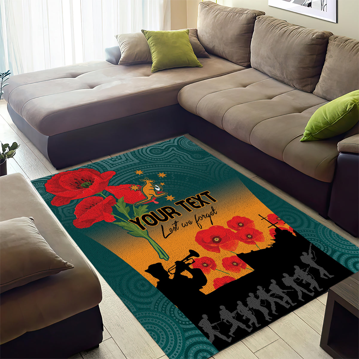 Custom Wallaroos Rugby ANZAC Area Rug Poppy Soldier With Aboriginal Dots Art - Vibe Hoodie Shop