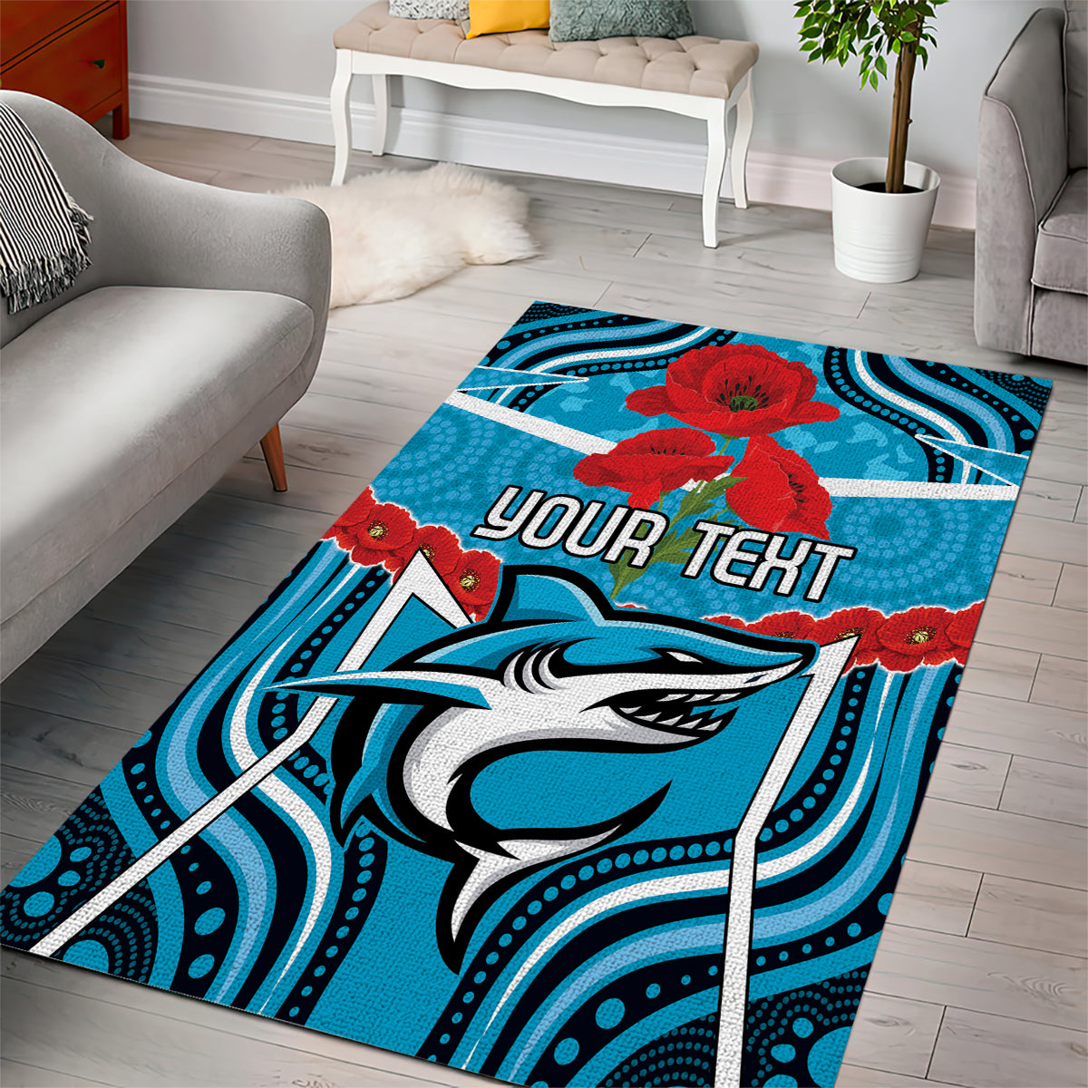 Custom Sharks Rugby ANZAC Area Rug Gallipoli Soldier With Aboriginal Art - Vibe Hoodie Shop