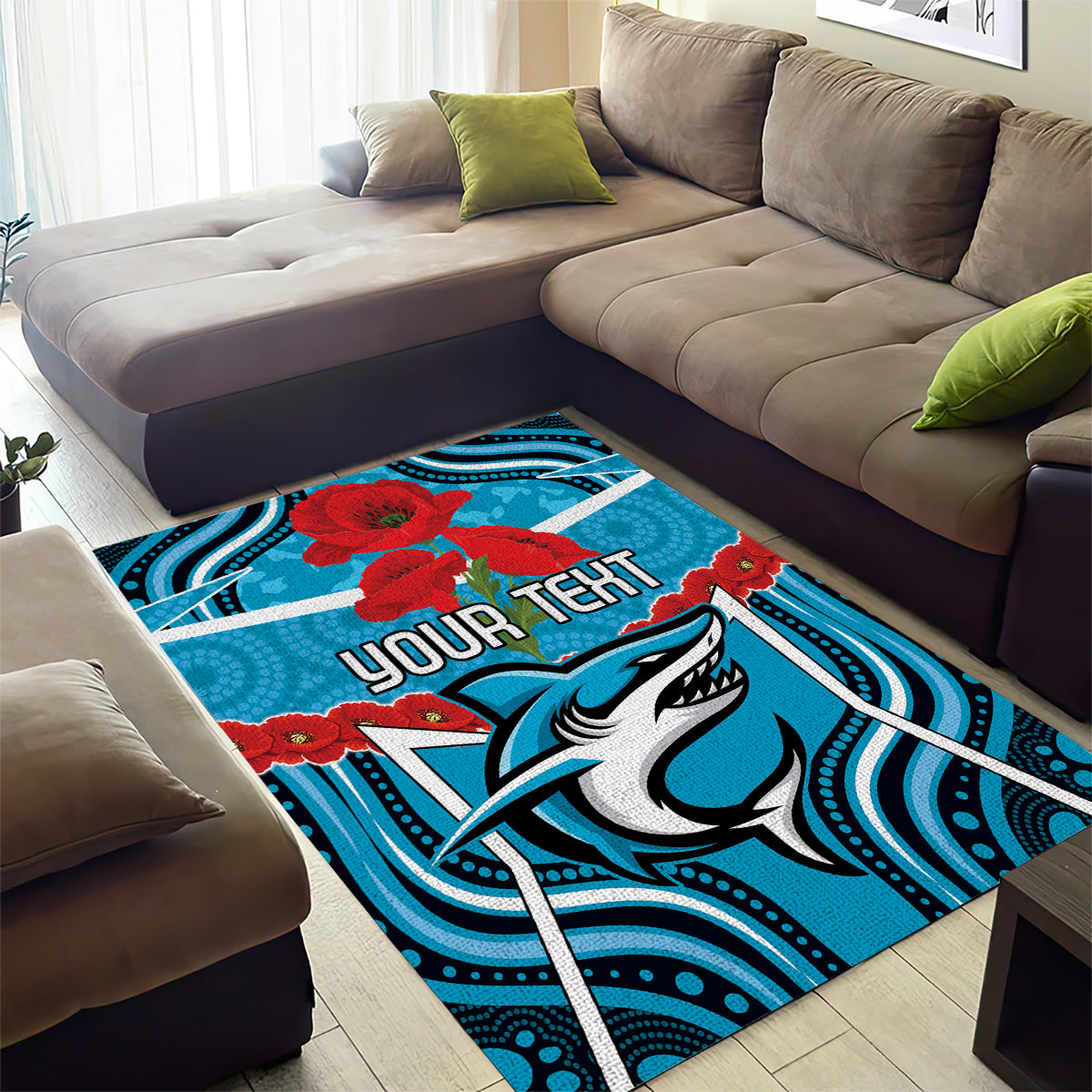 Custom Sharks Rugby ANZAC Area Rug Gallipoli Soldier With Aboriginal Art - Vibe Hoodie Shop