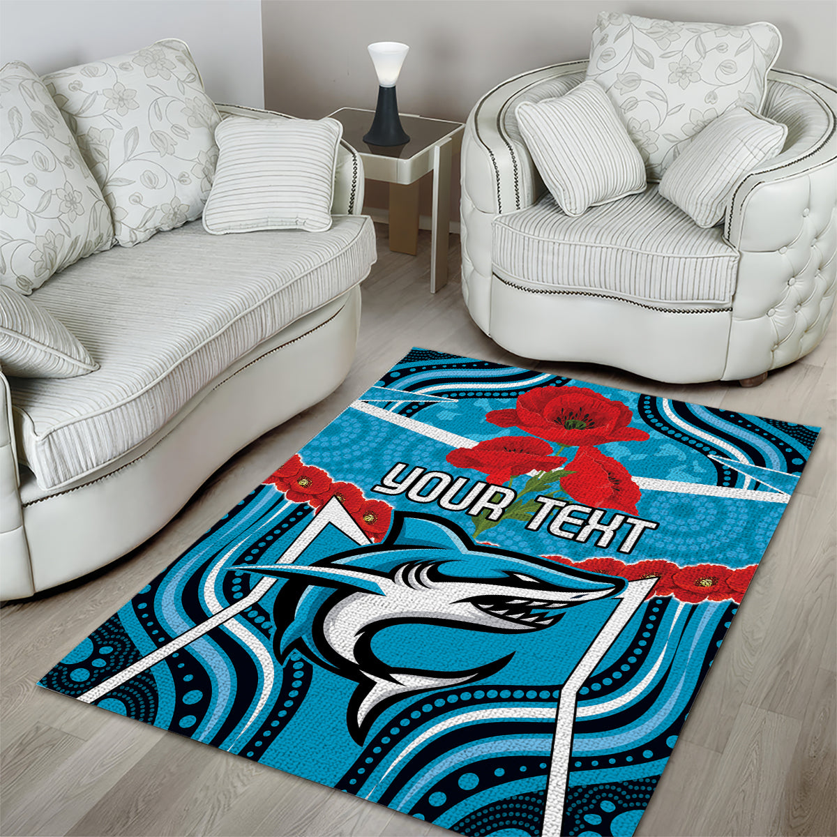 Custom Sharks Rugby ANZAC Area Rug Gallipoli Soldier With Aboriginal Art - Vibe Hoodie Shop