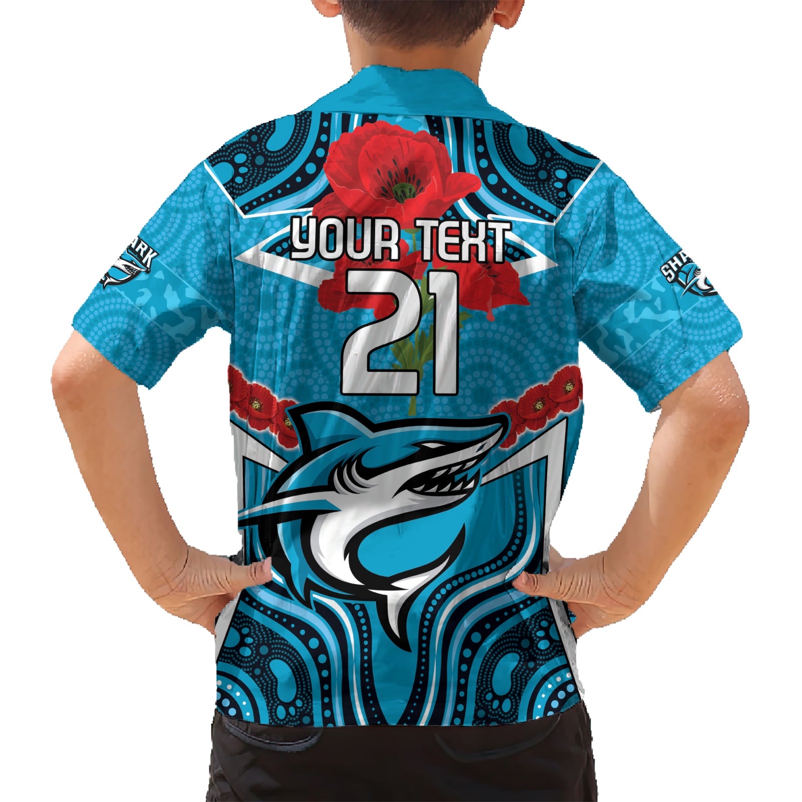 Custom Sharks Rugby ANZAC Hawaiian Shirt Gallipoli Soldier With Aboriginal Art - Vibe Hoodie Shop