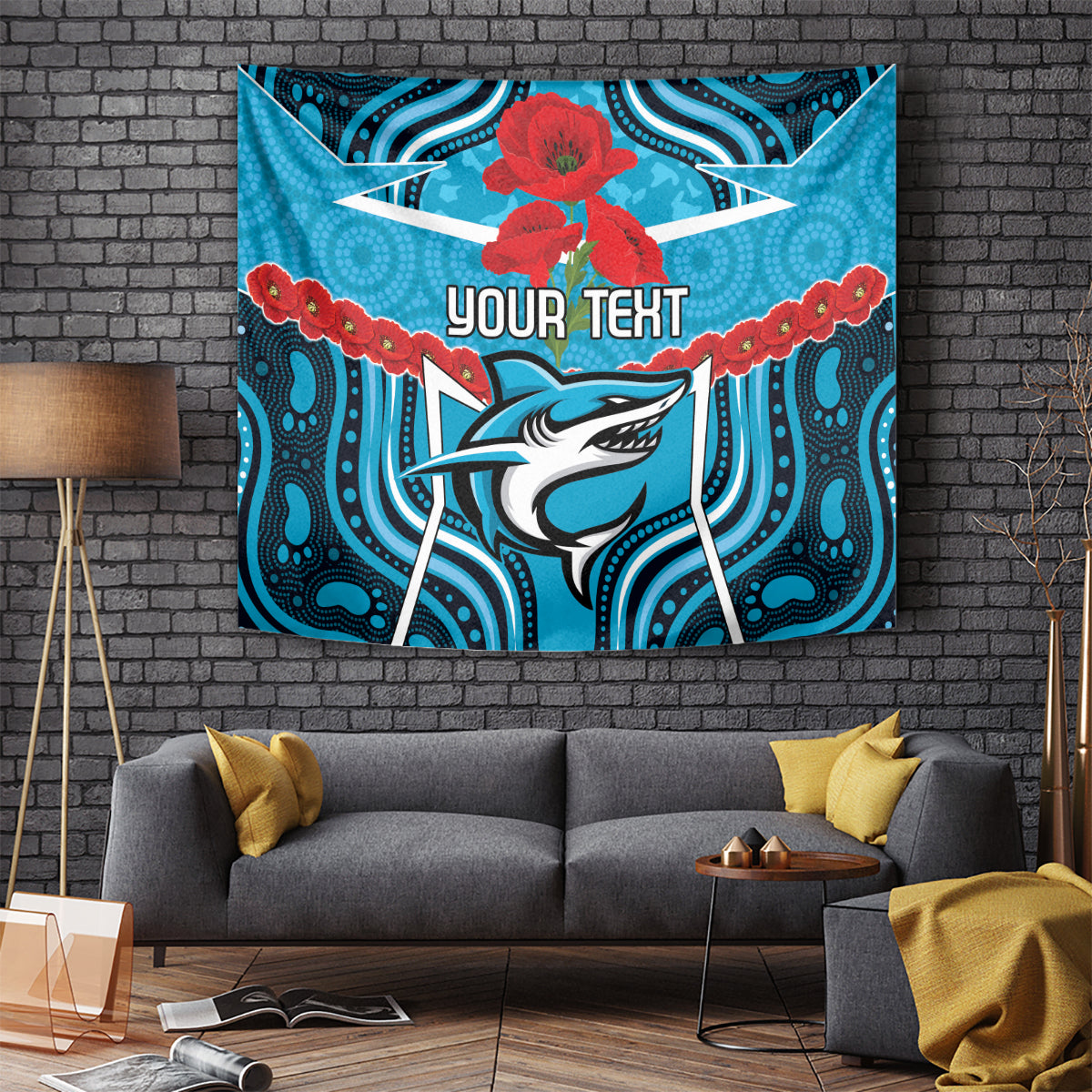 Custom Sharks Rugby ANZAC Tapestry Gallipoli Soldier With Aboriginal Art - Vibe Hoodie Shop