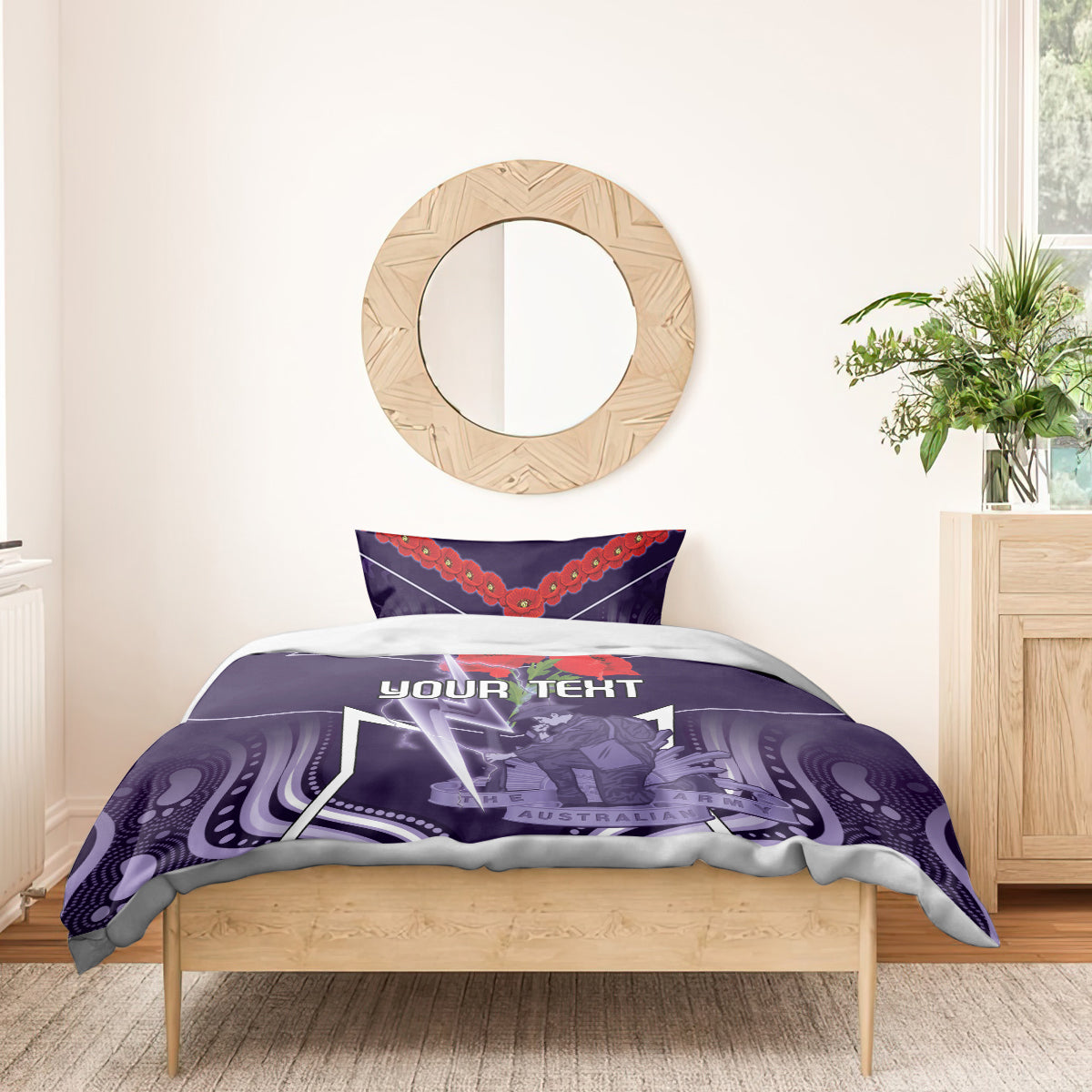 Custom Storm Rugby ANZAC Bedding Set Melbourne Gallipoli Soldier With Aboriginal Art - Vibe Hoodie Shop