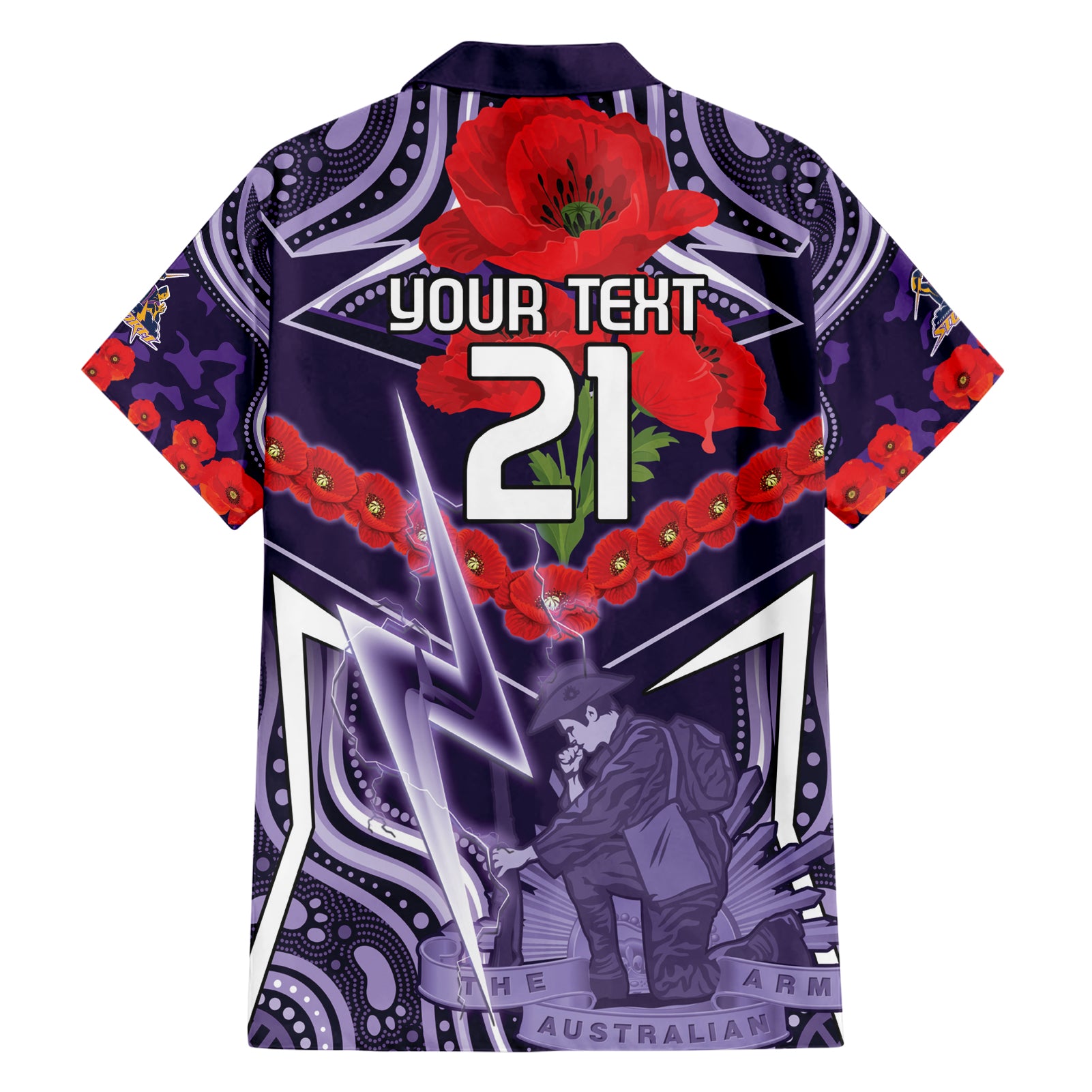 Custom Storm Rugby ANZAC Hawaiian Shirt Melbourne Gallipoli Soldier With Aboriginal Art - Vibe Hoodie Shop