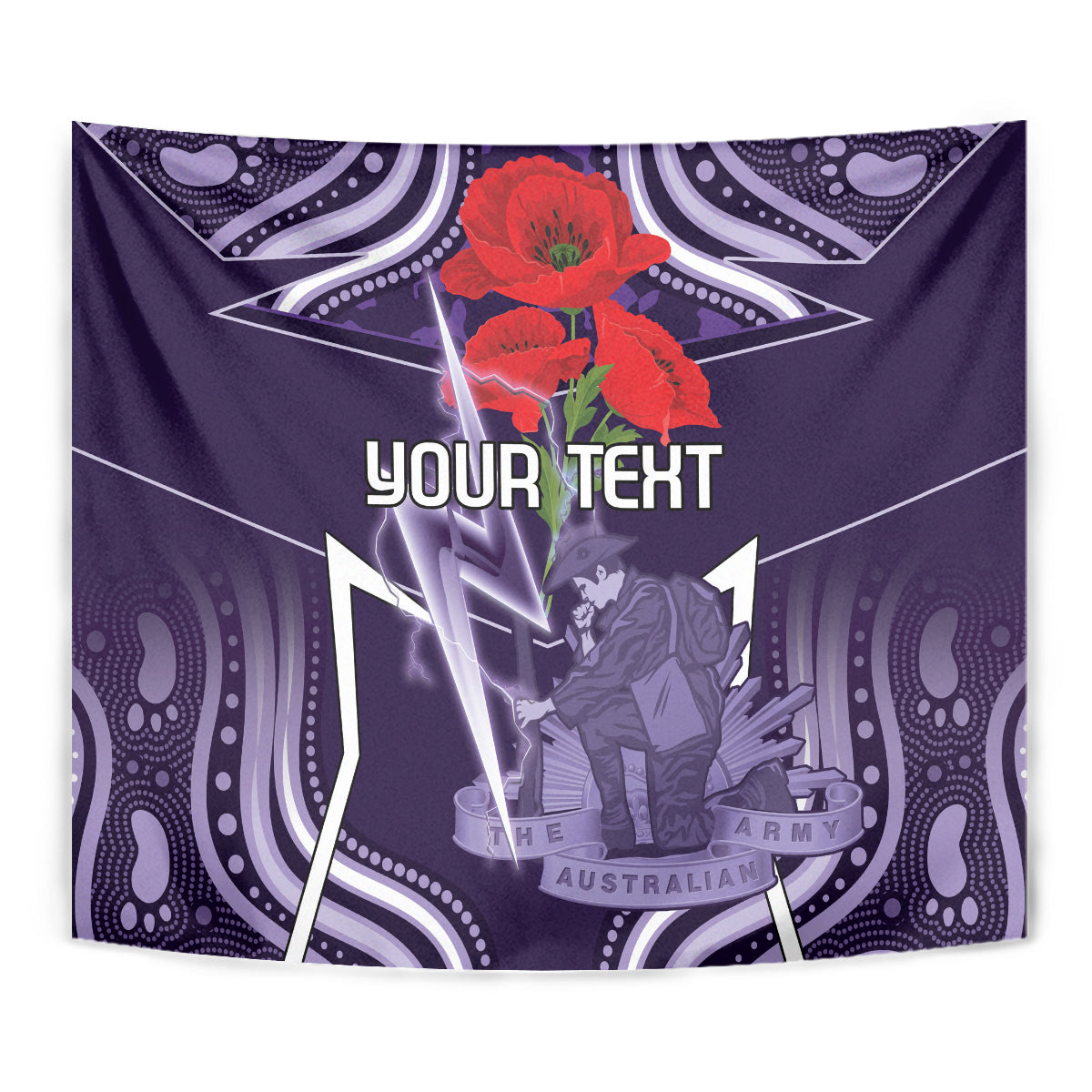 Custom Storm Rugby ANZAC Tapestry Melbourne Gallipoli Soldier With Aboriginal Art - Vibe Hoodie Shop