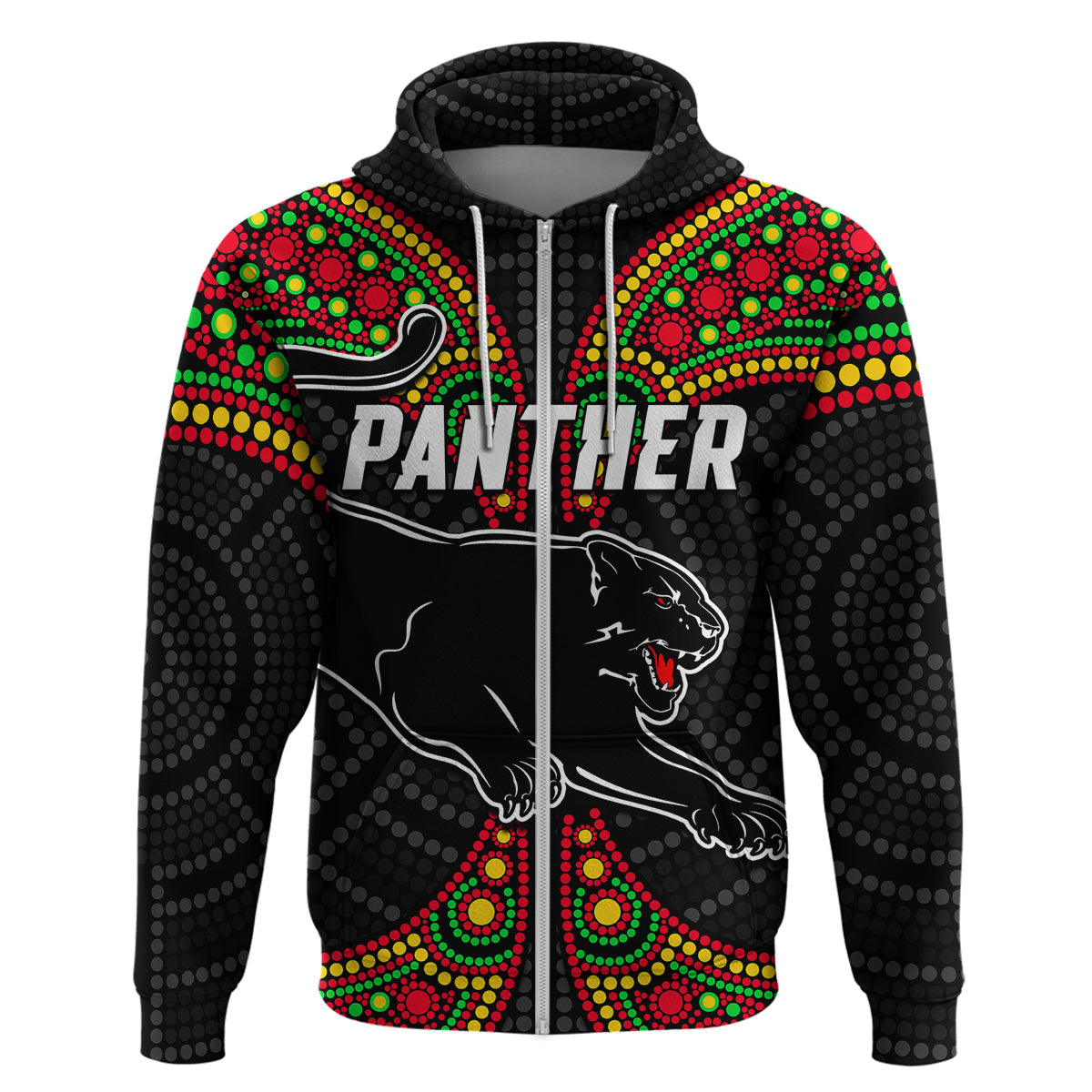 Panthers Liquorice Allsorts Rugby Aboriginal Hoodie LT9 - Vibe Hoodie Shop