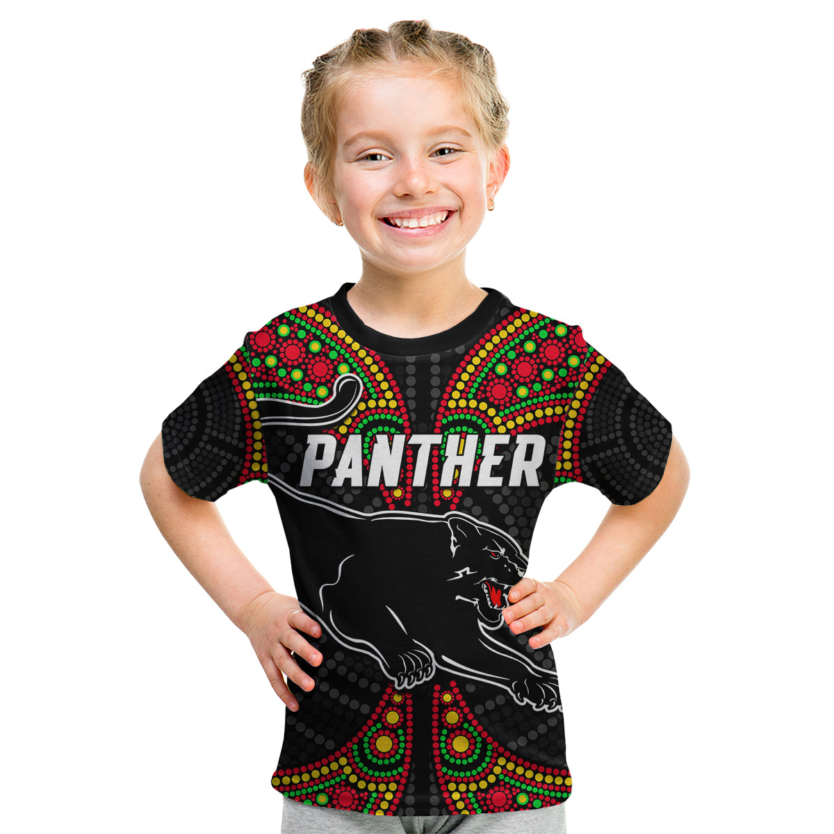 Panthers Liquorice Allsorts Rugby Aboriginal Kid T Shirt - Vibe Hoodie Shop