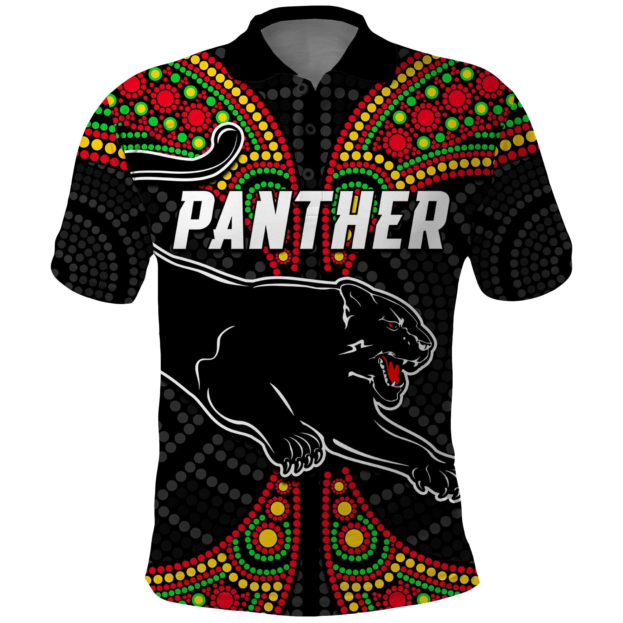 Panthers Liquorice Allsorts Rugby Aboriginal Polo Shirt LT9 - Vibe Hoodie Shop