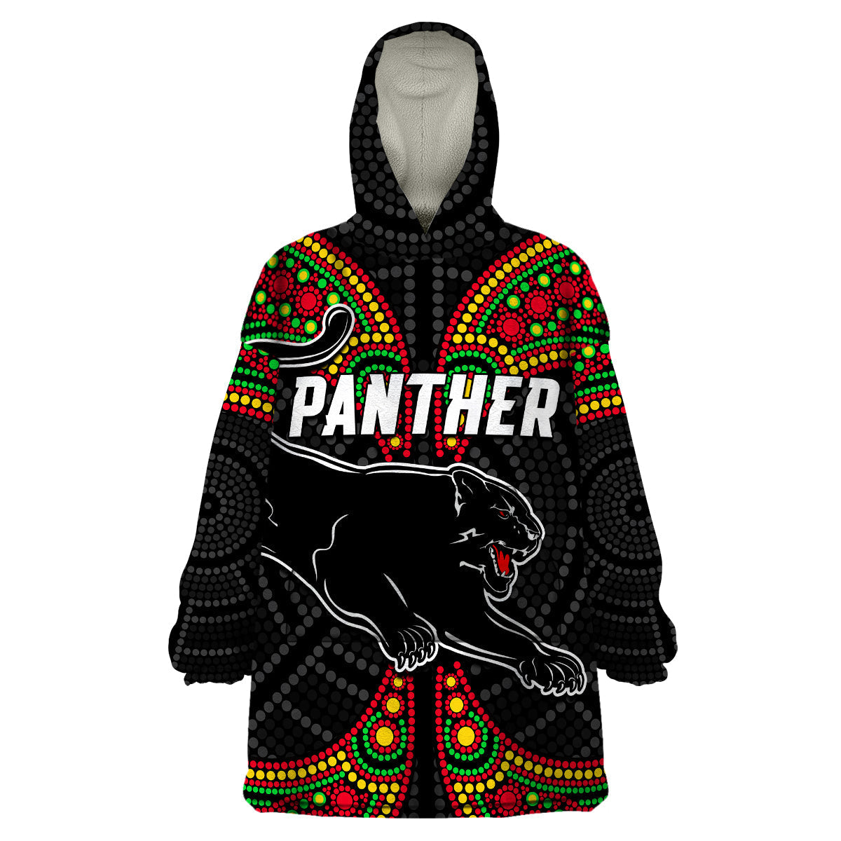 Panthers Liquorice Allsorts Rugby Aboriginal Wearable Blanket Hoodie - Vibe Hoodie Shop