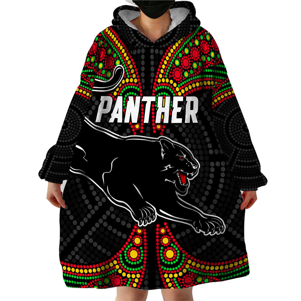 Panthers Liquorice Allsorts Rugby Aboriginal Wearable Blanket Hoodie - Vibe Hoodie Shop