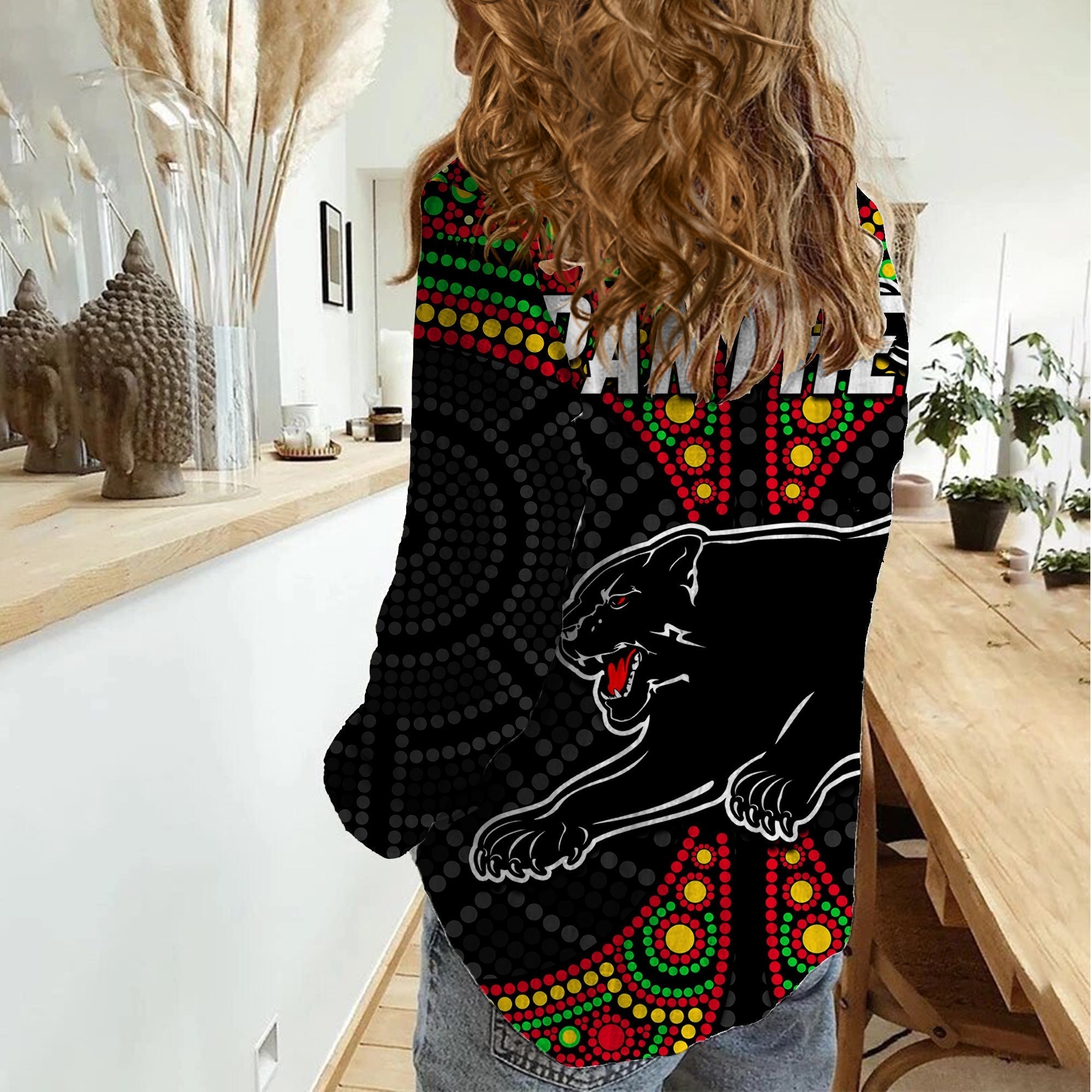 Panthers Liquorice Allsorts Rugby Aboriginal Women Casual Shirt - Vibe Hoodie Shop