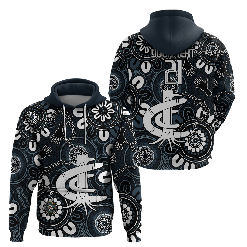 Custom Carlton Blues NAIDOC Week 2024 Hoodie Fire Burning Aboriginal Dots Art LT9 - Vibe Hoodie Shop