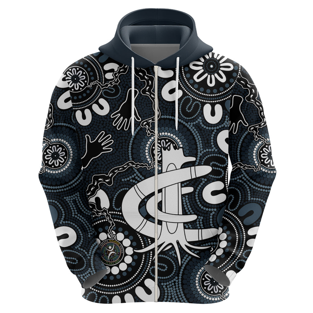 Custom Carlton Blues NAIDOC Week 2024 Hoodie Fire Burning Aboriginal Dots Art LT9 - Vibe Hoodie Shop