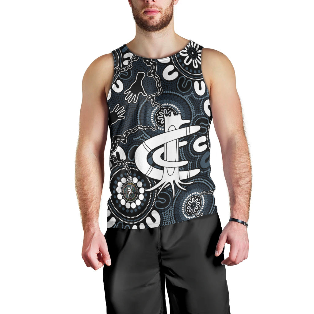 Custom Carlton Blues NAIDOC Week 2024 Men Tank Top Fire Burning Aboriginal Dots Art - Vibe Hoodie Shop