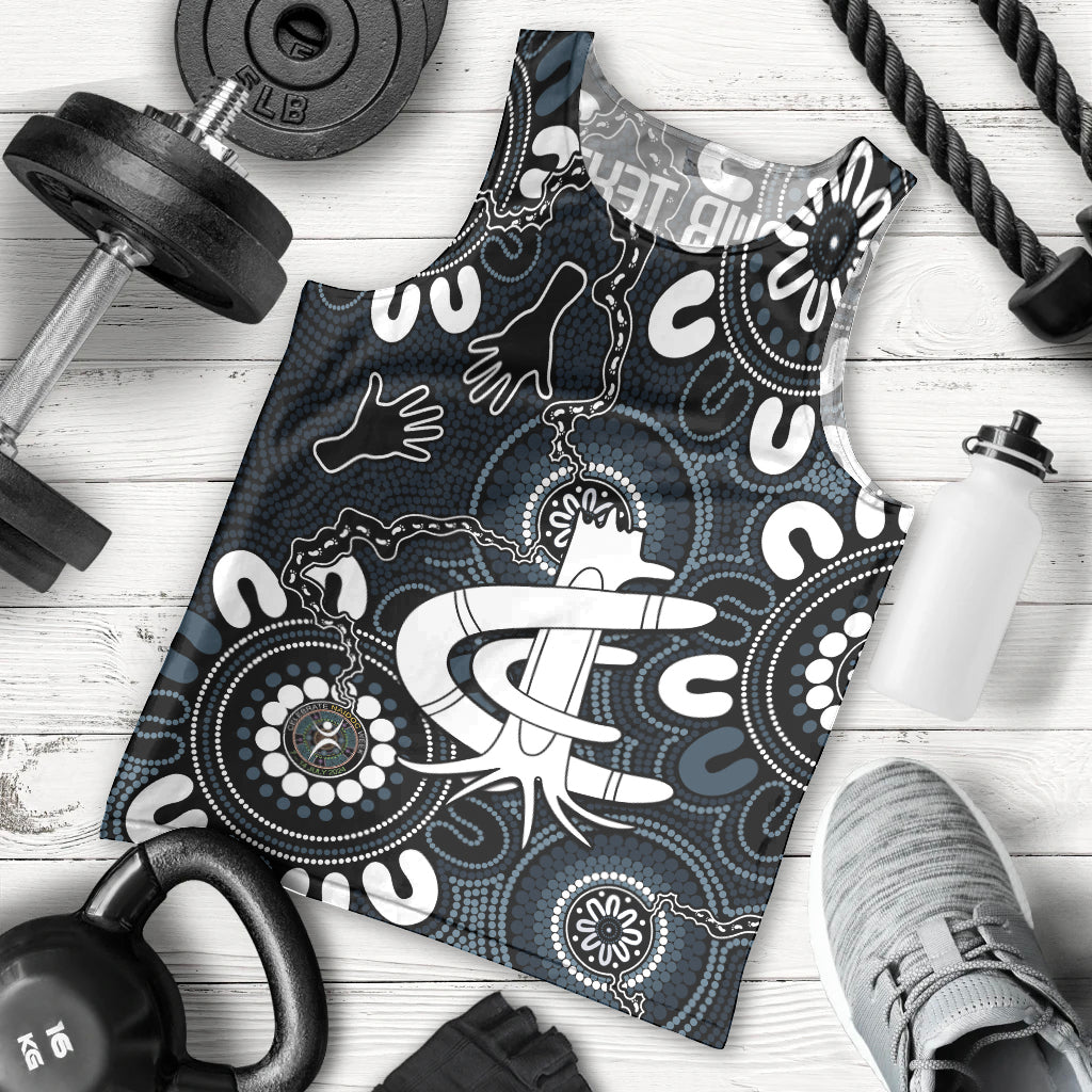 Custom Carlton Blues NAIDOC Week 2024 Men Tank Top Fire Burning Aboriginal Dots Art - Vibe Hoodie Shop