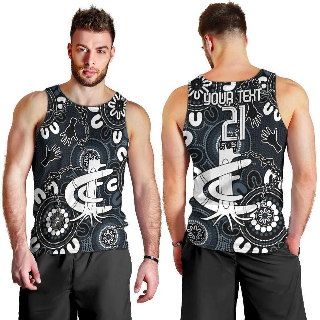 Custom Carlton Blues NAIDOC Week 2024 Men Tank Top Fire Burning Aboriginal Dots Art - Vibe Hoodie Shop