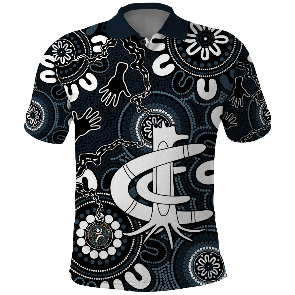 Custom Carlton Blues NAIDOC Week 2024 Polo Shirt Fire Burning Aboriginal Dots Art LT9 - Vibe Hoodie Shop