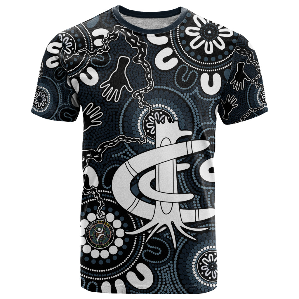 Custom Carlton Blues NAIDOC Week 2024 T Shirt Fire Burning Aboriginal Dots Art LT9 - Vibe Hoodie Shop