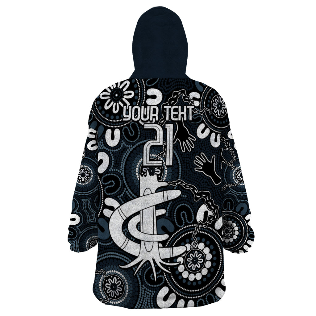 Custom Carlton Blues NAIDOC Week 2024 Wearable Blanket Hoodie Fire Burning Aboriginal Dots Art - Vibe Hoodie Shop