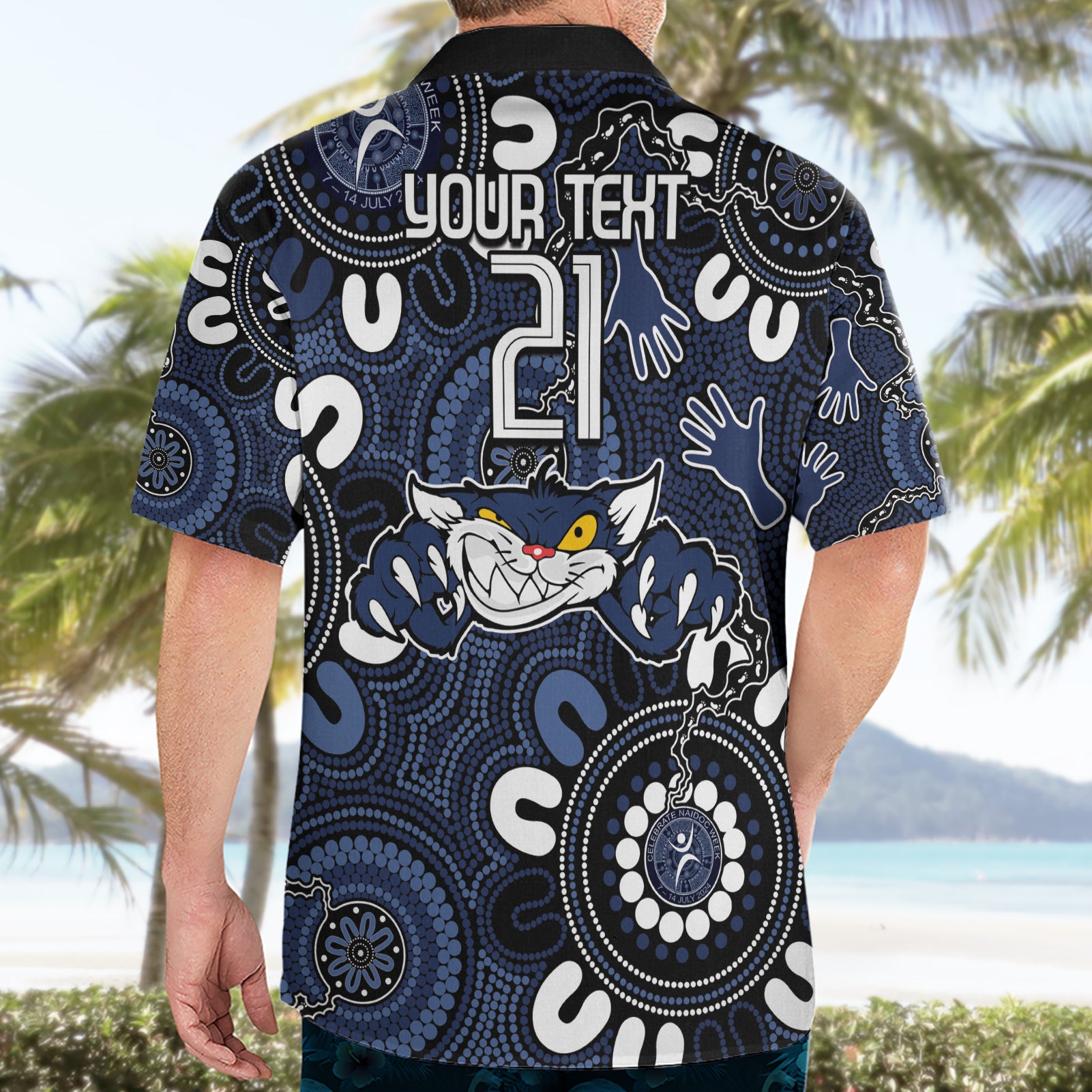 Custom Geelong Cats NAIDOC Week 2024 Hawaiian Shirt Fire Burning Aboriginal Dots Art - Vibe Hoodie Shop