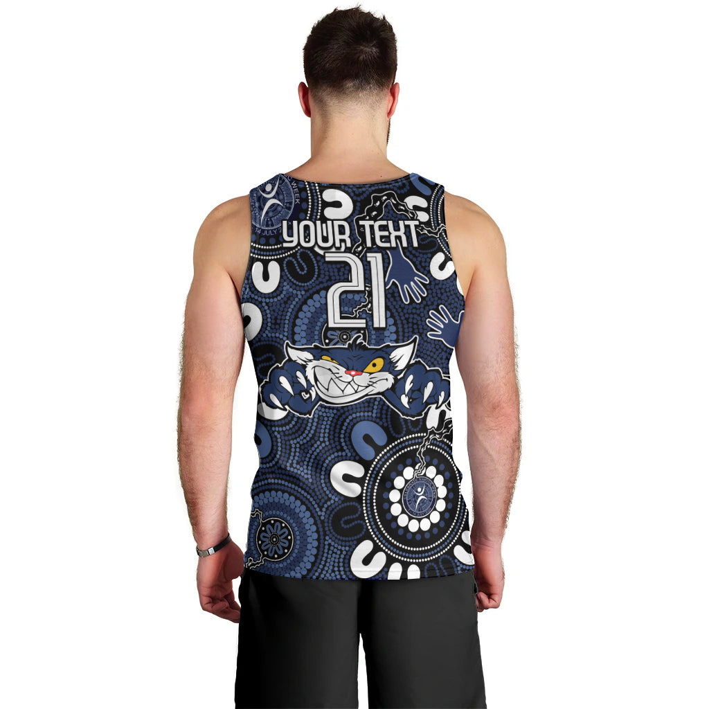 Custom Geelong Cats NAIDOC Week 2024 Men Tank Top Fire Burning Aboriginal Dots Art - Vibe Hoodie Shop