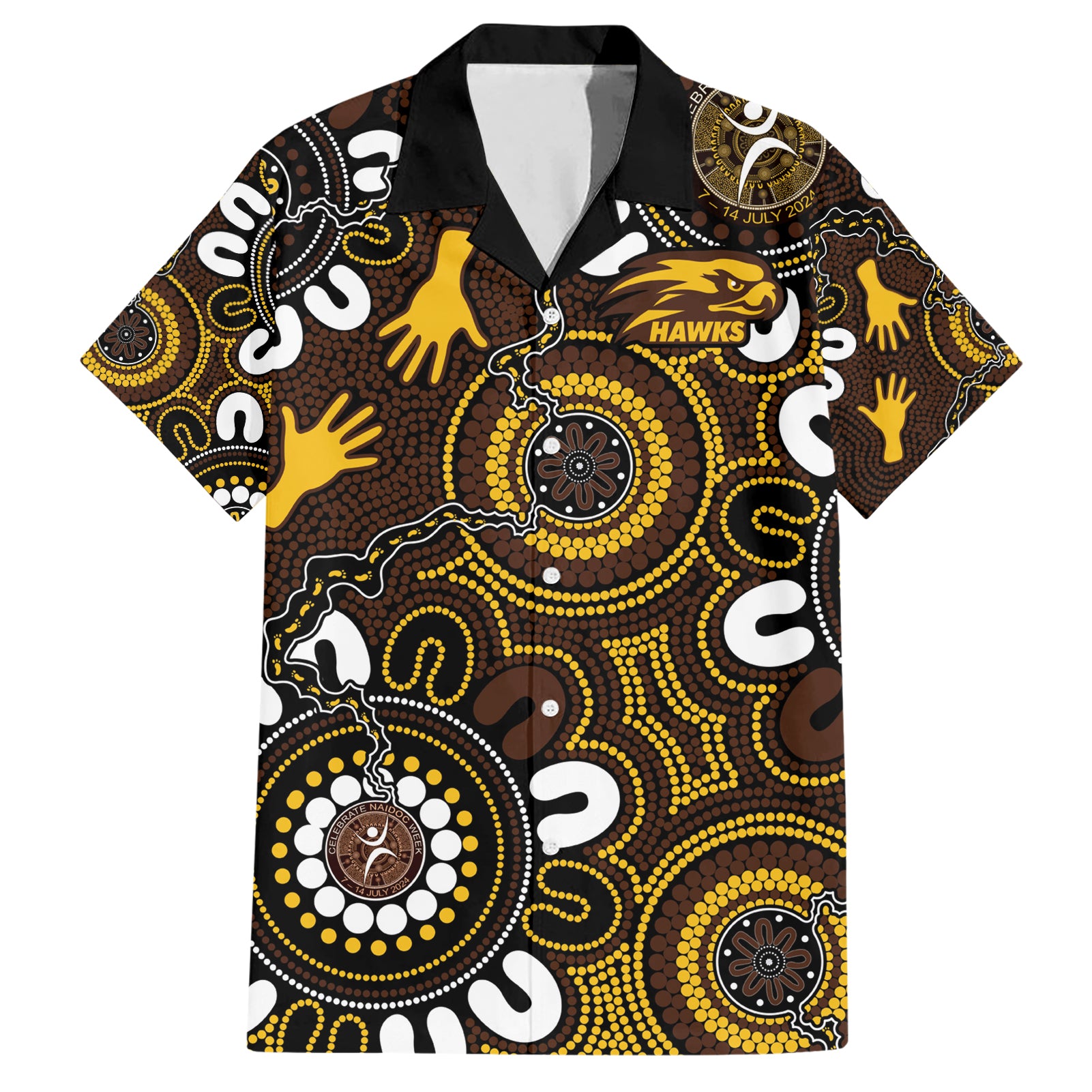 Custom Hawthorn NAIDOC Week 2024 Hawaiian Shirt Fire Burning Aboriginal Dots Art - Vibe Hoodie Shop