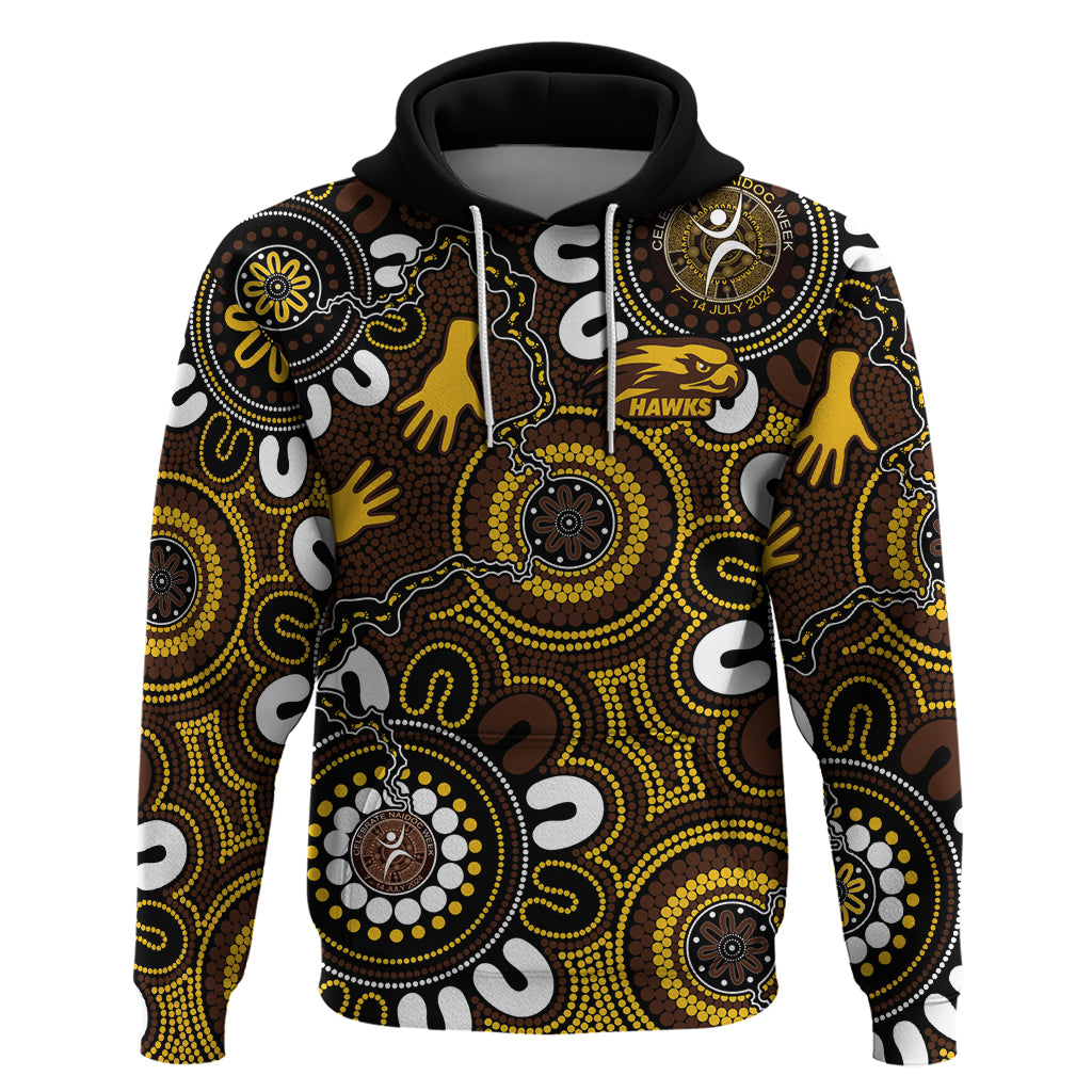 Custom Hawthorn NAIDOC Week 2024 Hoodie Fire Burning Aboriginal Dots Art LT9 - Vibe Hoodie Shop