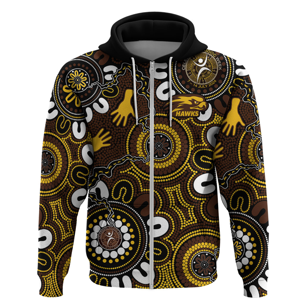 Custom Hawthorn NAIDOC Week 2024 Hoodie Fire Burning Aboriginal Dots Art LT9 - Vibe Hoodie Shop