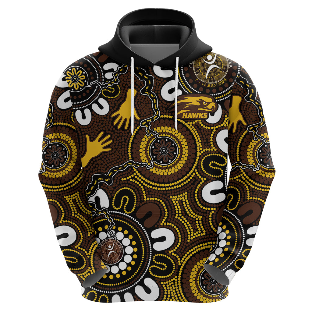 Custom Hawthorn NAIDOC Week 2024 Hoodie Fire Burning Aboriginal Dots Art LT9 - Vibe Hoodie Shop