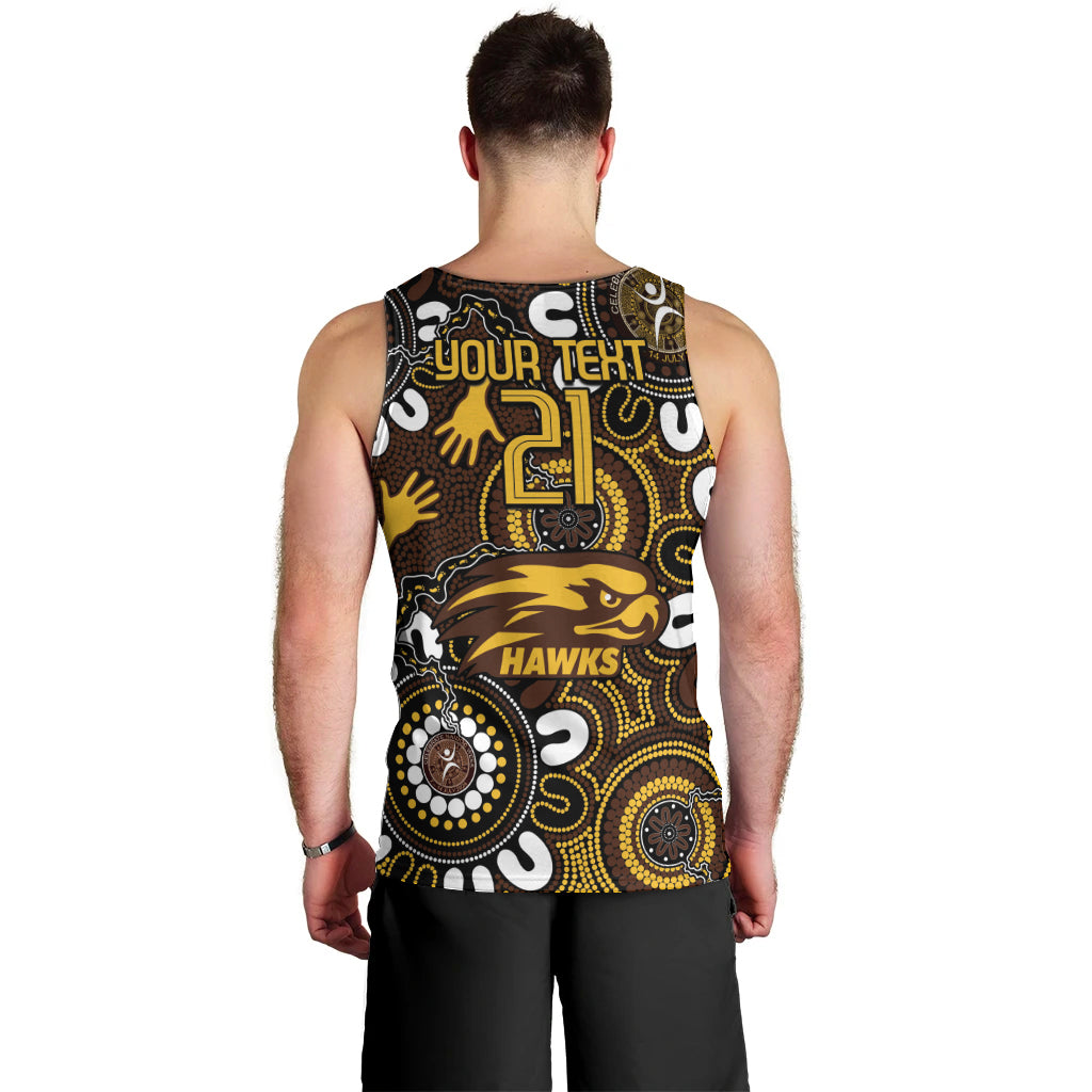 Custom Hawthorn NAIDOC Week 2024 Men Tank Top Fire Burning Aboriginal Dots Art - Vibe Hoodie Shop