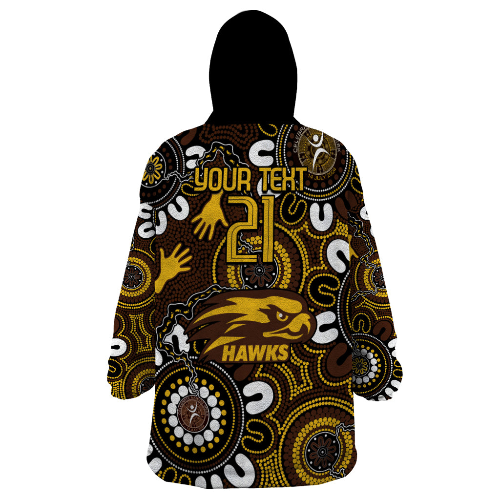 Custom Hawthorn NAIDOC Week 2024 Wearable Blanket Hoodie Fire Burning Aboriginal Dots Art - Vibe Hoodie Shop