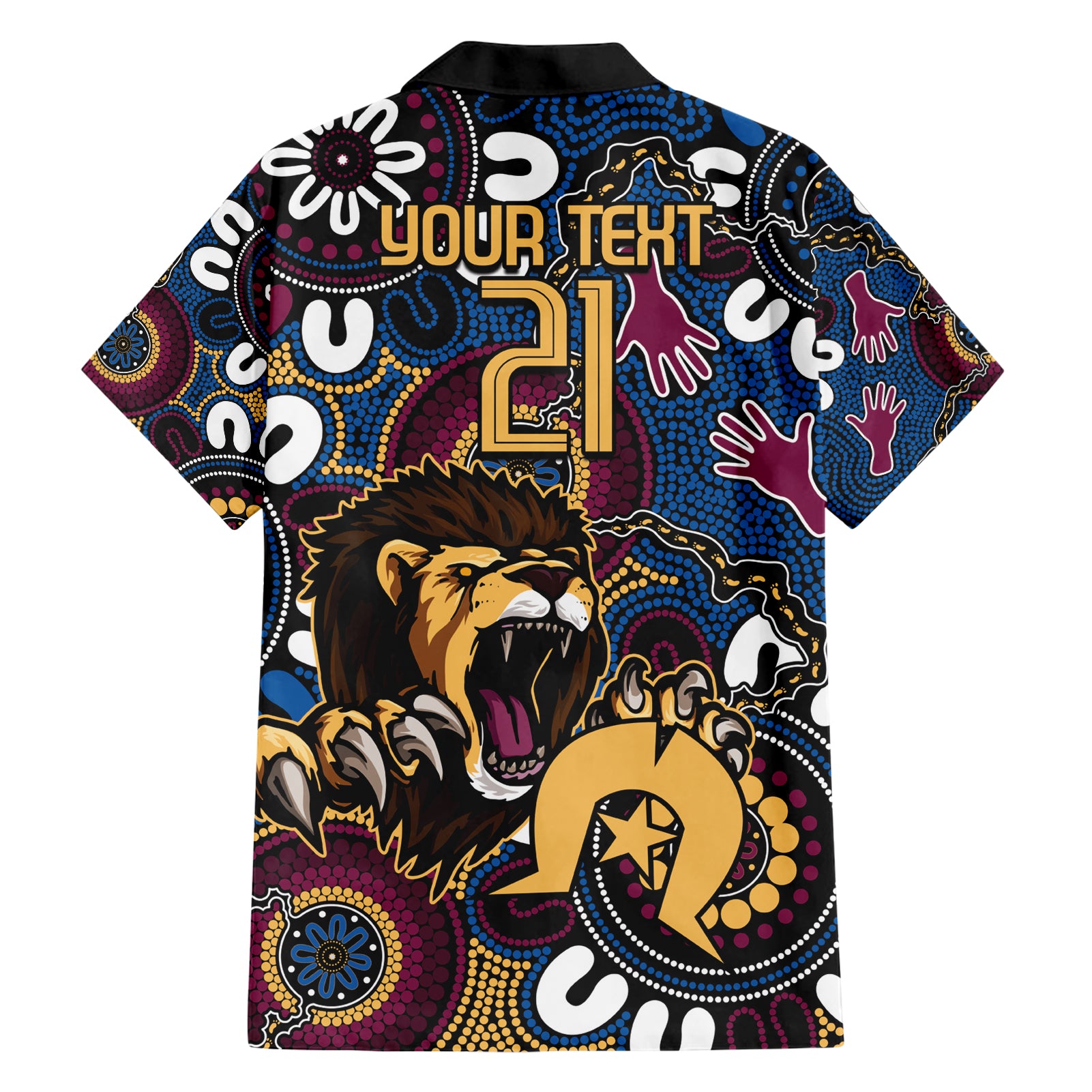 Custom Lions Football NAIDOC Week 2024 Hawaiian Shirt Fire Burning Aboriginal Dots Art - Vibe Hoodie Shop