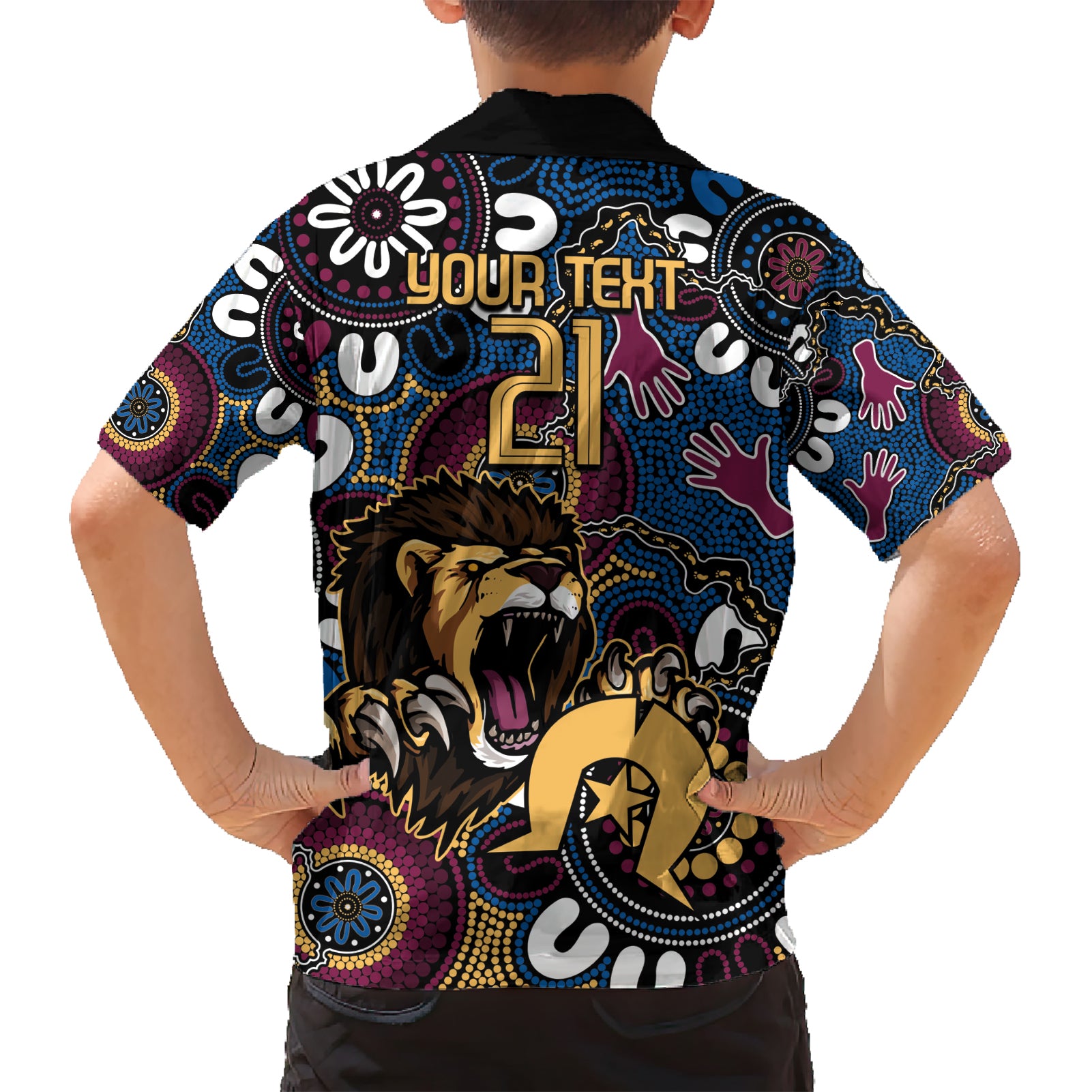 Custom Lions Football NAIDOC Week 2024 Hawaiian Shirt Fire Burning Aboriginal Dots Art - Vibe Hoodie Shop