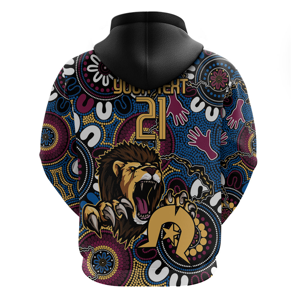 Custom Lions Football NAIDOC Week 2024 Hoodie Fire Burning Aboriginal Dots Art LT9 - Vibe Hoodie Shop