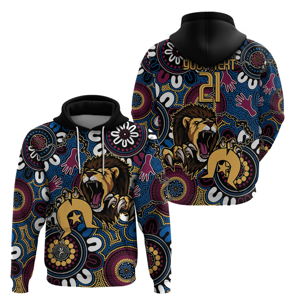 Custom Lions Football NAIDOC Week 2024 Hoodie Fire Burning Aboriginal Dots Art LT9 - Vibe Hoodie Shop