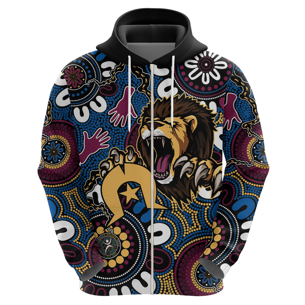 Custom Lions Football NAIDOC Week 2024 Hoodie Fire Burning Aboriginal Dots Art LT9 - Vibe Hoodie Shop