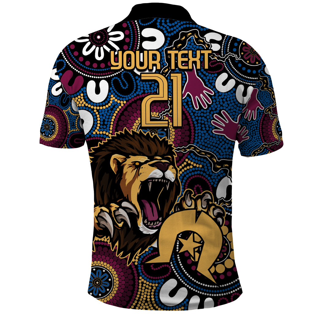 Custom Lions Football NAIDOC Week 2024 Polo Shirt Fire Burning Aboriginal Dots Art LT9 - Vibe Hoodie Shop
